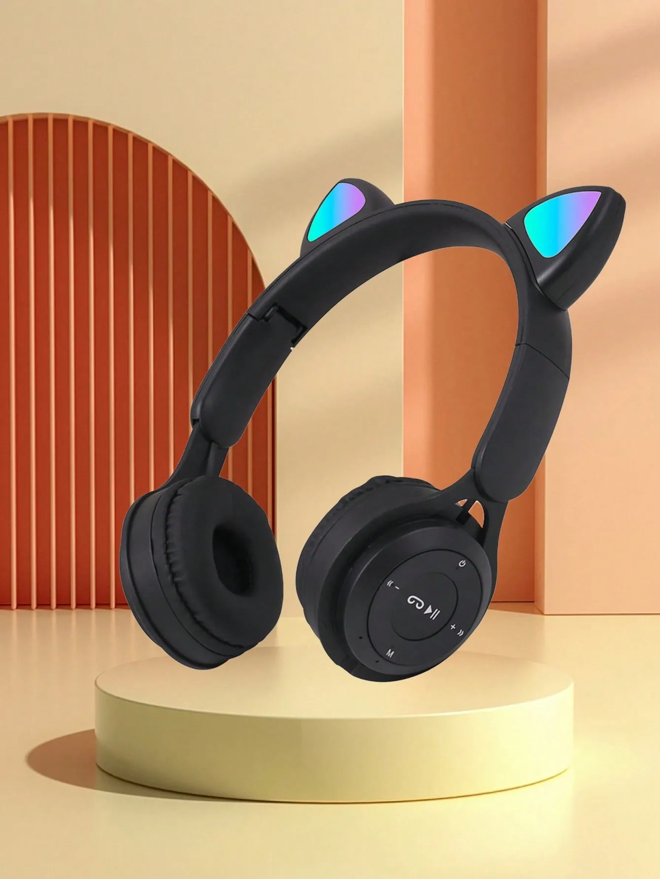 Flashing RGB Lighting Effects Cat Ears Wireless Headphones Long Lasting Colorful Wireless Headphones