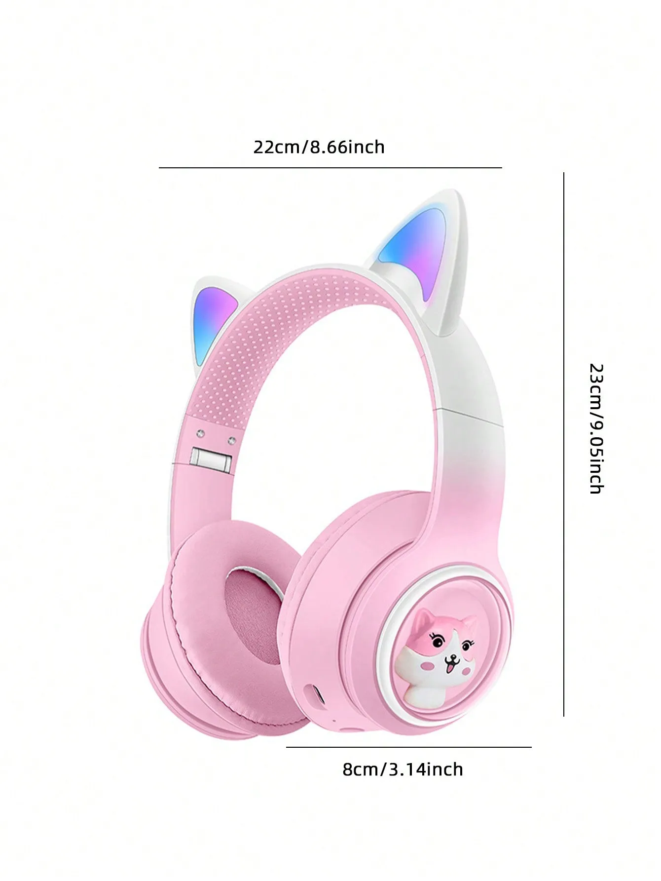 Flashing RGB Lighting Effects Cat Ears Wireless Headphones Long Lasting Colorful Wireless Headphones