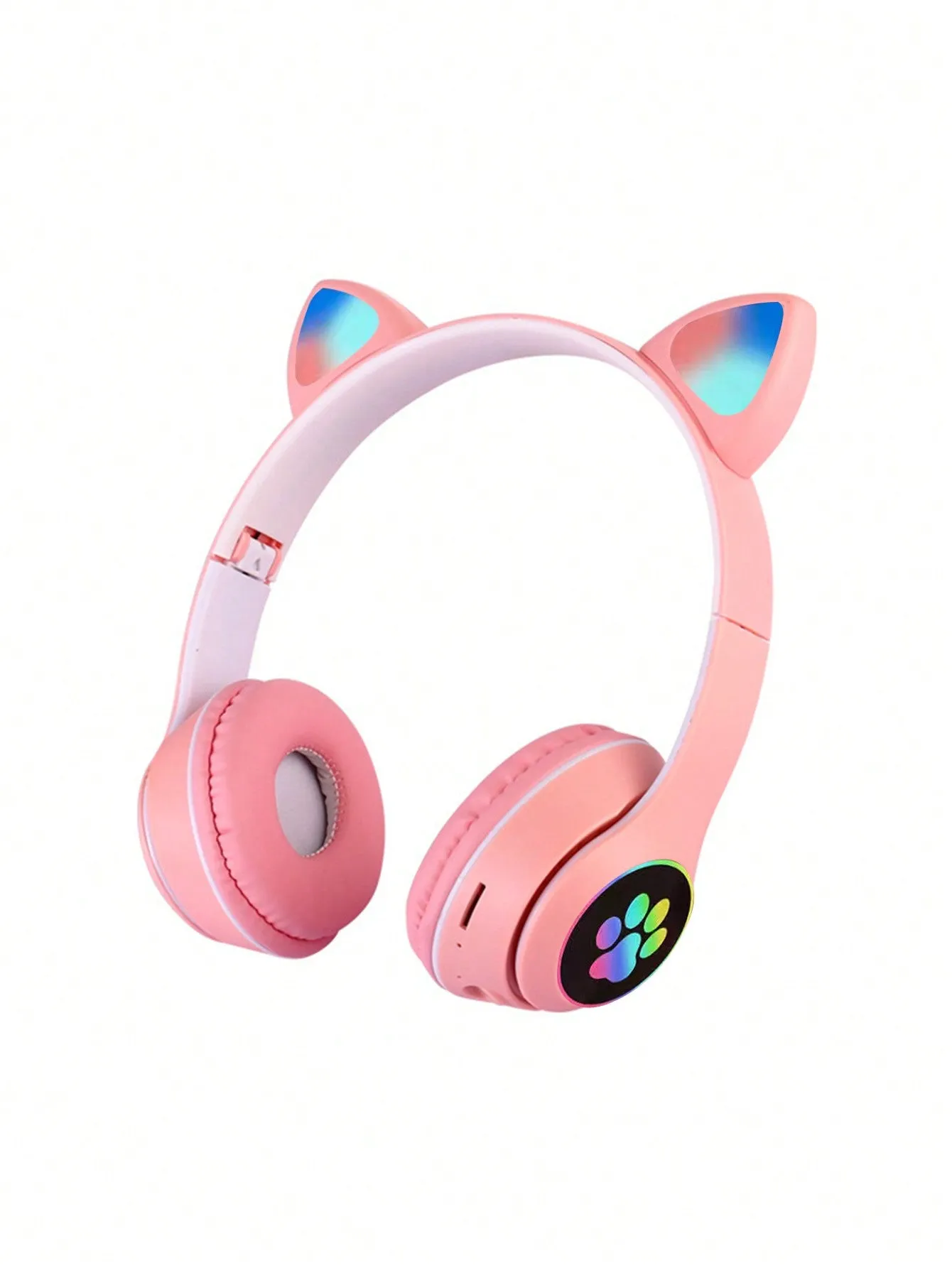 Flashing RGB Lighting Effects Cat Ears Wireless Headphones Long Lasting Colorful Wireless Headphones