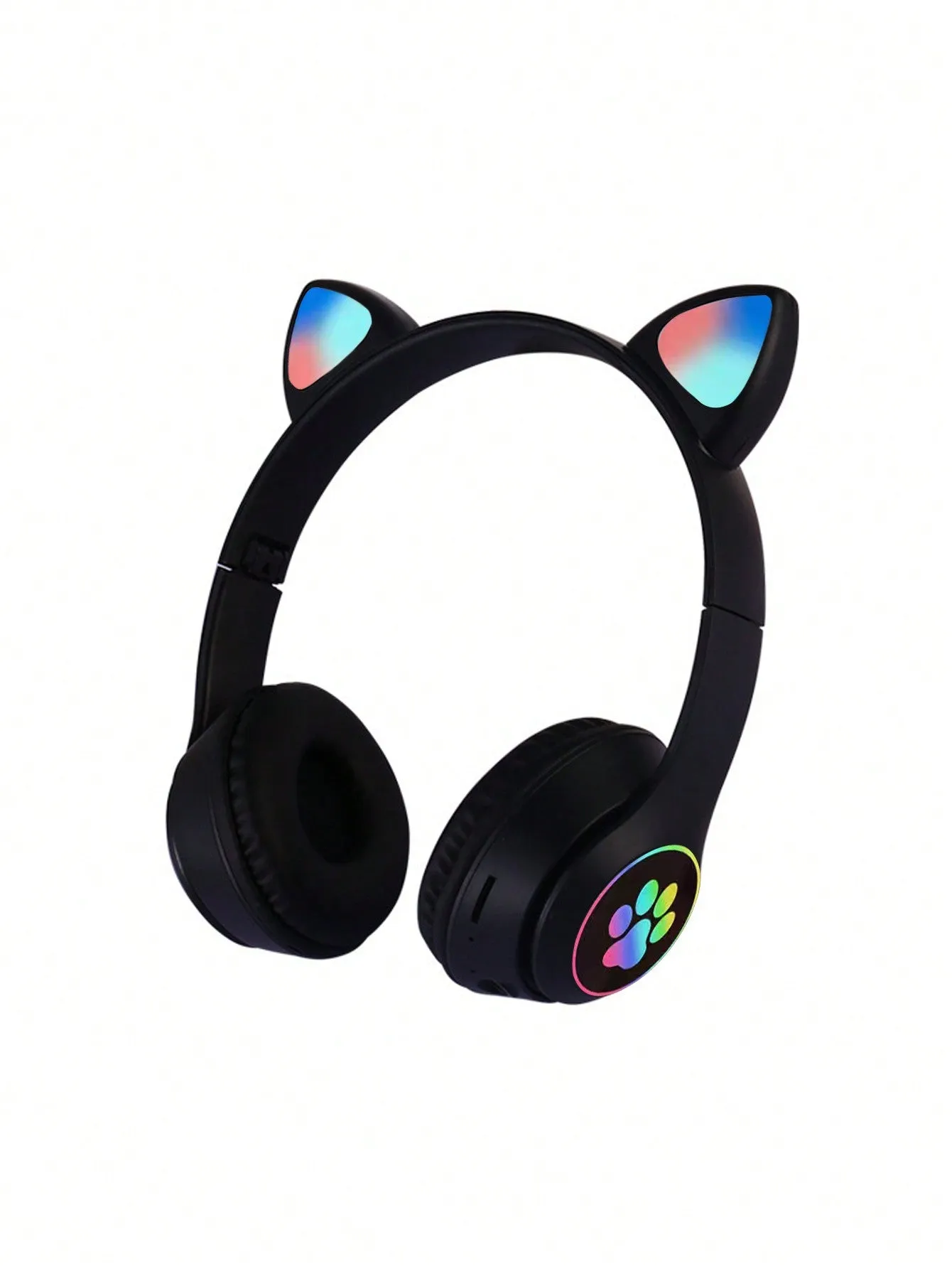 Flashing RGB Lighting Effects Cat Ears Wireless Headphones Long Lasting Colorful Wireless Headphones