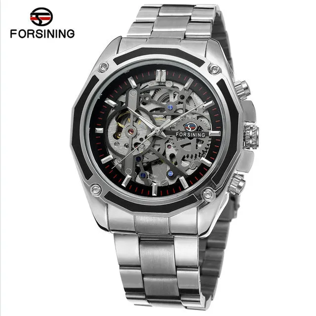 FORSINING Stainless Steel Military Sport  Men Watch