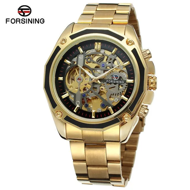 FORSINING Stainless Steel Military Sport  Men Watch