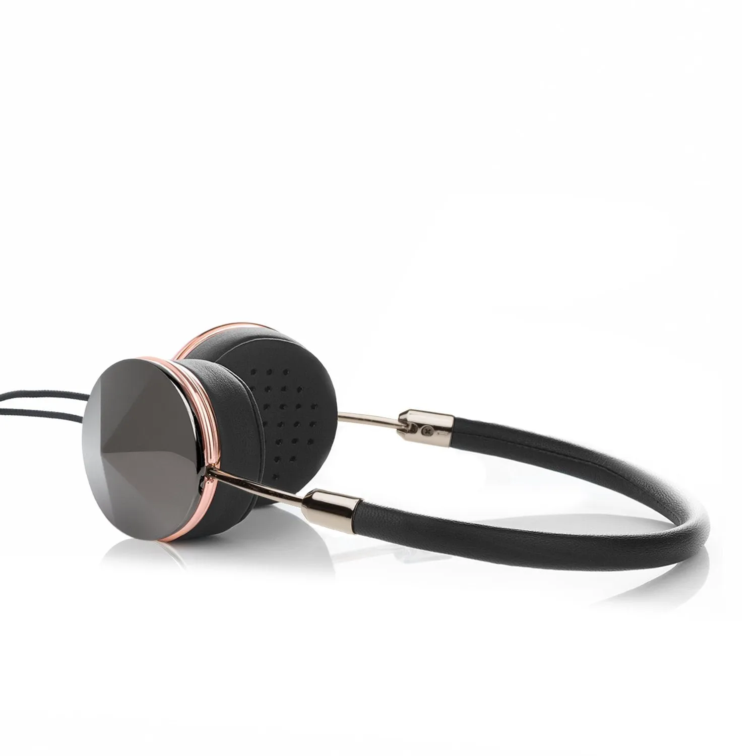 Frends Layla Black Leather On-Ear Headphones Bundle - Hammered Rose Gold