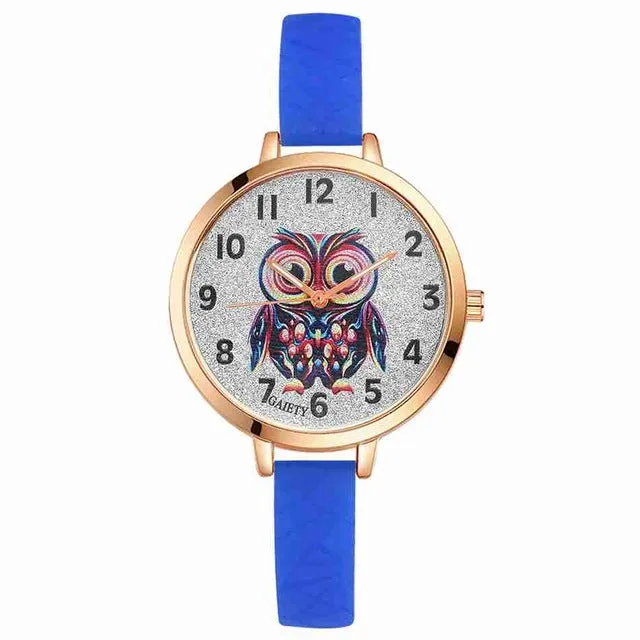 Gaiety Quartz Wrist Watch Women Fashion Silicone Strap Owl Dial Analog Sports Women Watch Female Classic Jewelry Black G286