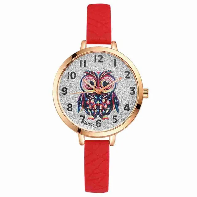 Gaiety Quartz Wrist Watch Women Fashion Silicone Strap Owl Dial Analog Sports Women Watch Female Classic Jewelry Black G286