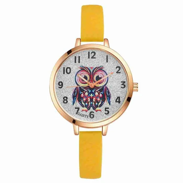 Gaiety Quartz Wrist Watch Women Fashion Silicone Strap Owl Dial Analog Sports Women Watch Female Classic Jewelry Black G286