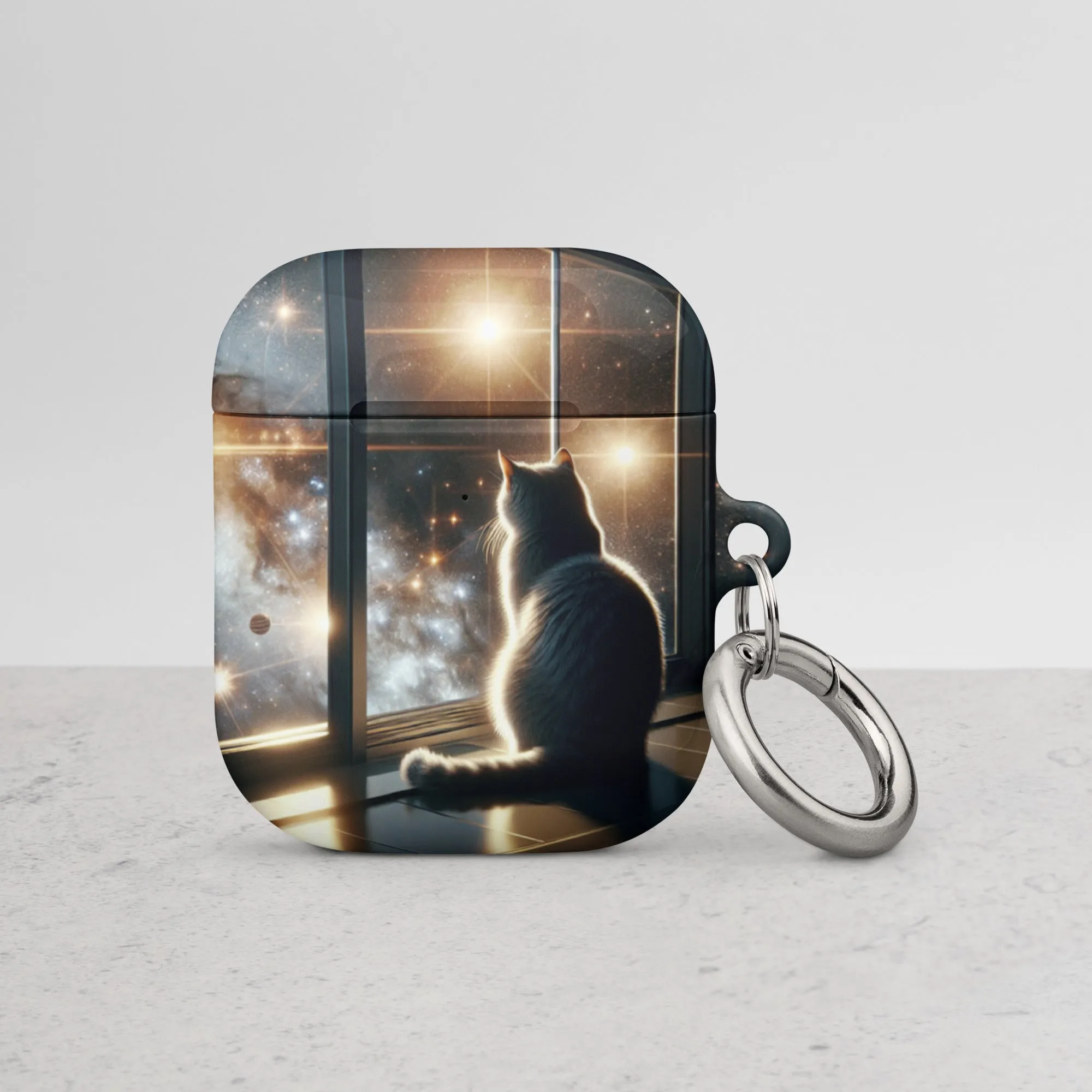 Galaxy Cat AirPods® Case | Impact-Absorbing Polycarbonate | Metal Carabiner | Scratch & Drop Protection