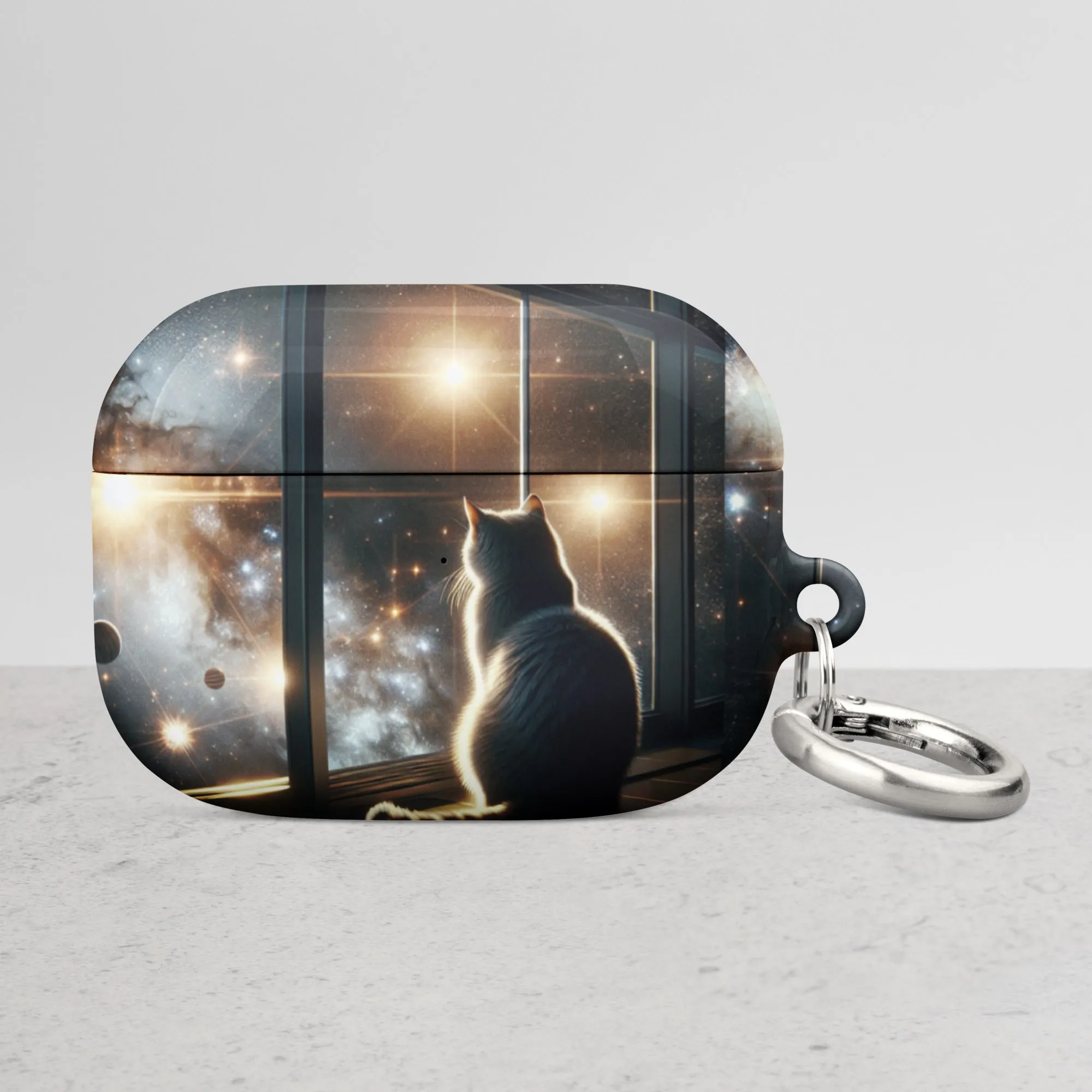 Galaxy Cat AirPods® Case | Impact-Absorbing Polycarbonate | Metal Carabiner | Scratch & Drop Protection