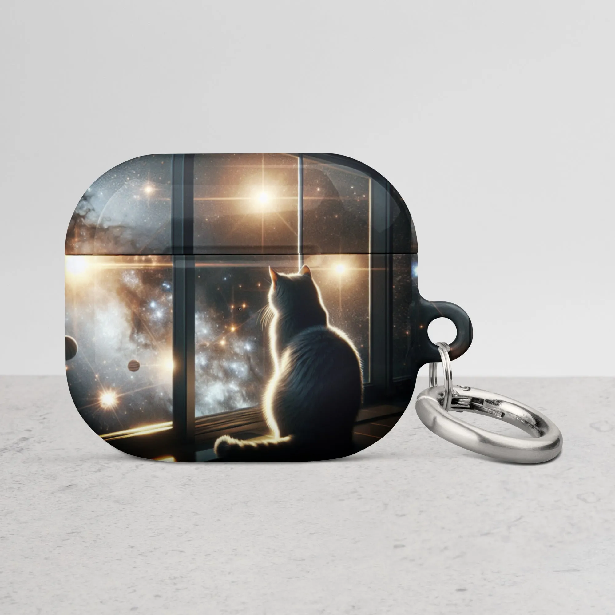 Galaxy Cat AirPods® Case | Impact-Absorbing Polycarbonate | Metal Carabiner | Scratch & Drop Protection