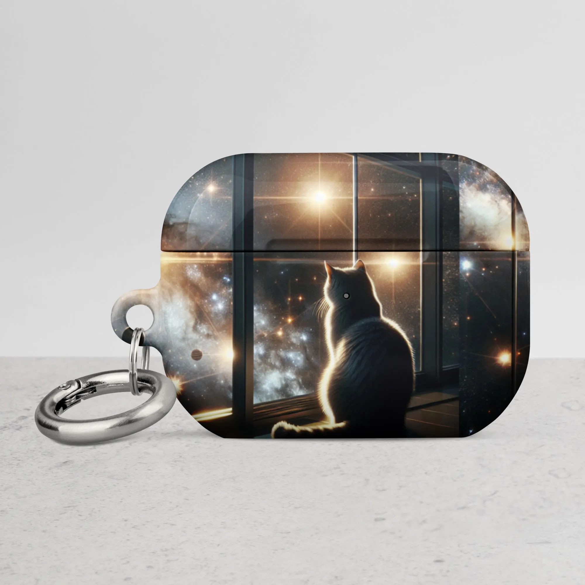 Galaxy Cat AirPods® Case | Impact-Absorbing Polycarbonate | Metal Carabiner | Scratch & Drop Protection