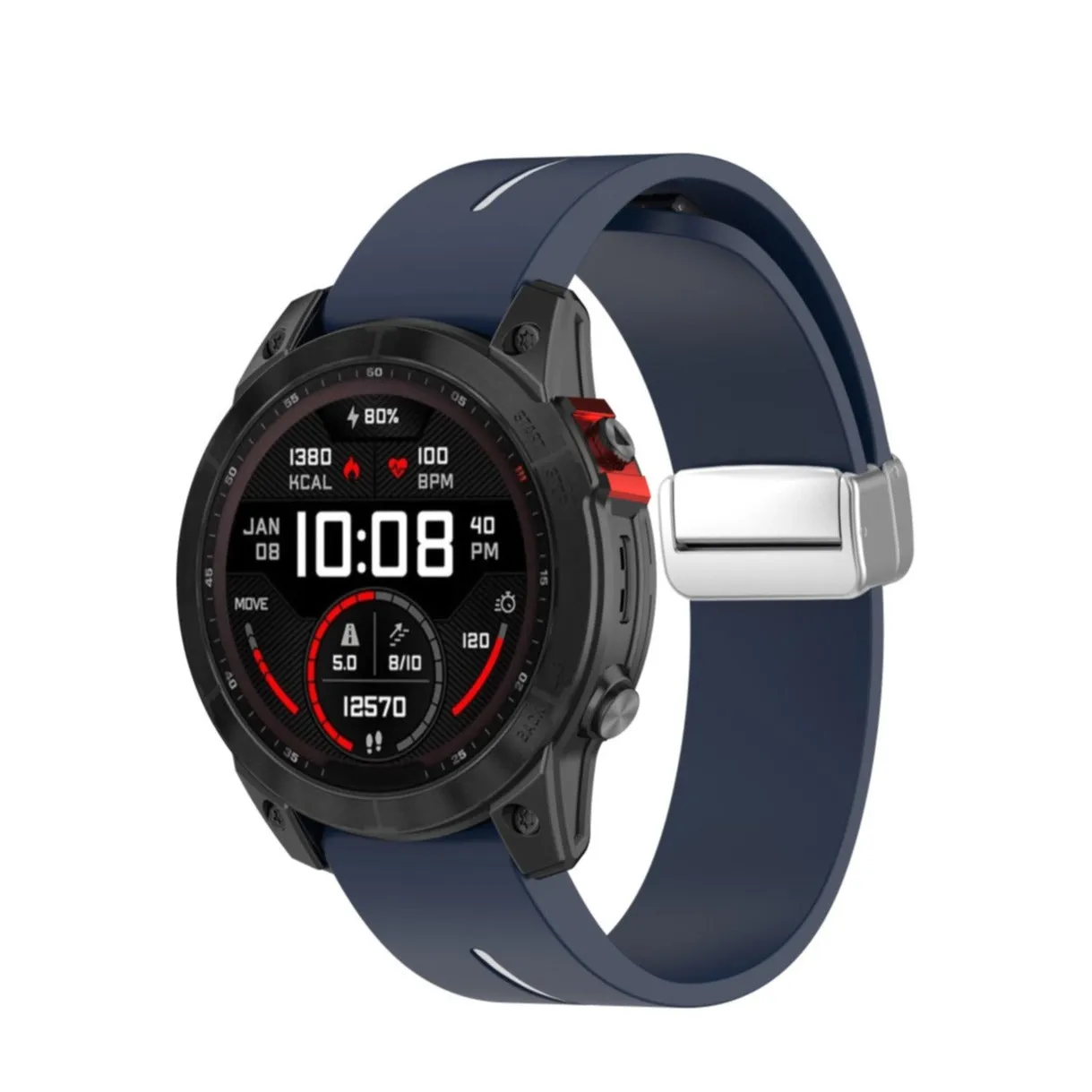 Garmin Fenix 5S Silicone Sports Bracelet with Magnetic Clasp - Blue / White