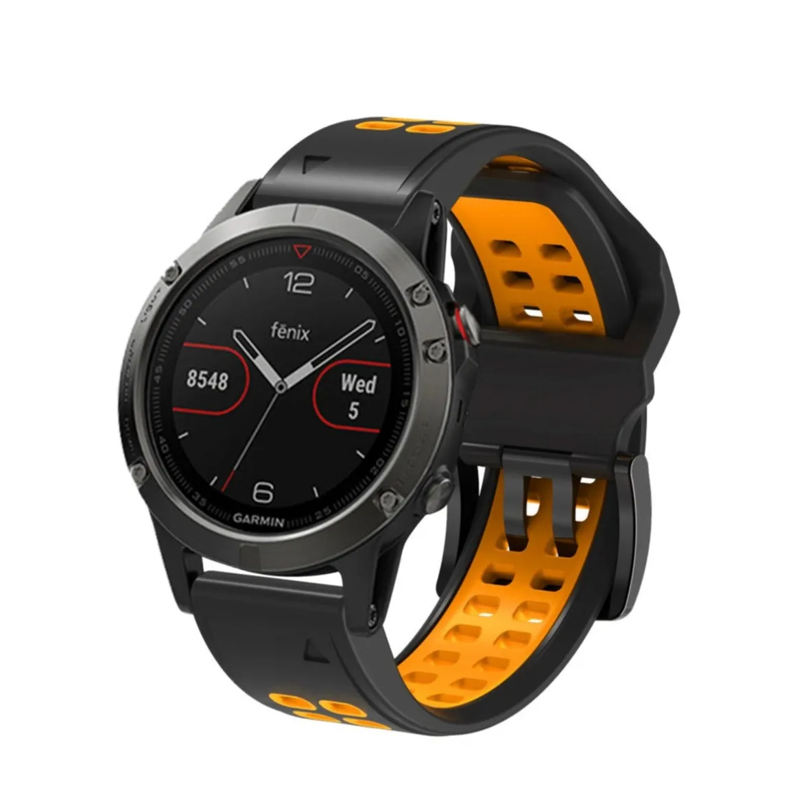 Garmin Fenix 5X Replacement Silicone Bracelet Dual Color (joint circumference: 180-220mm) - Black / Orange