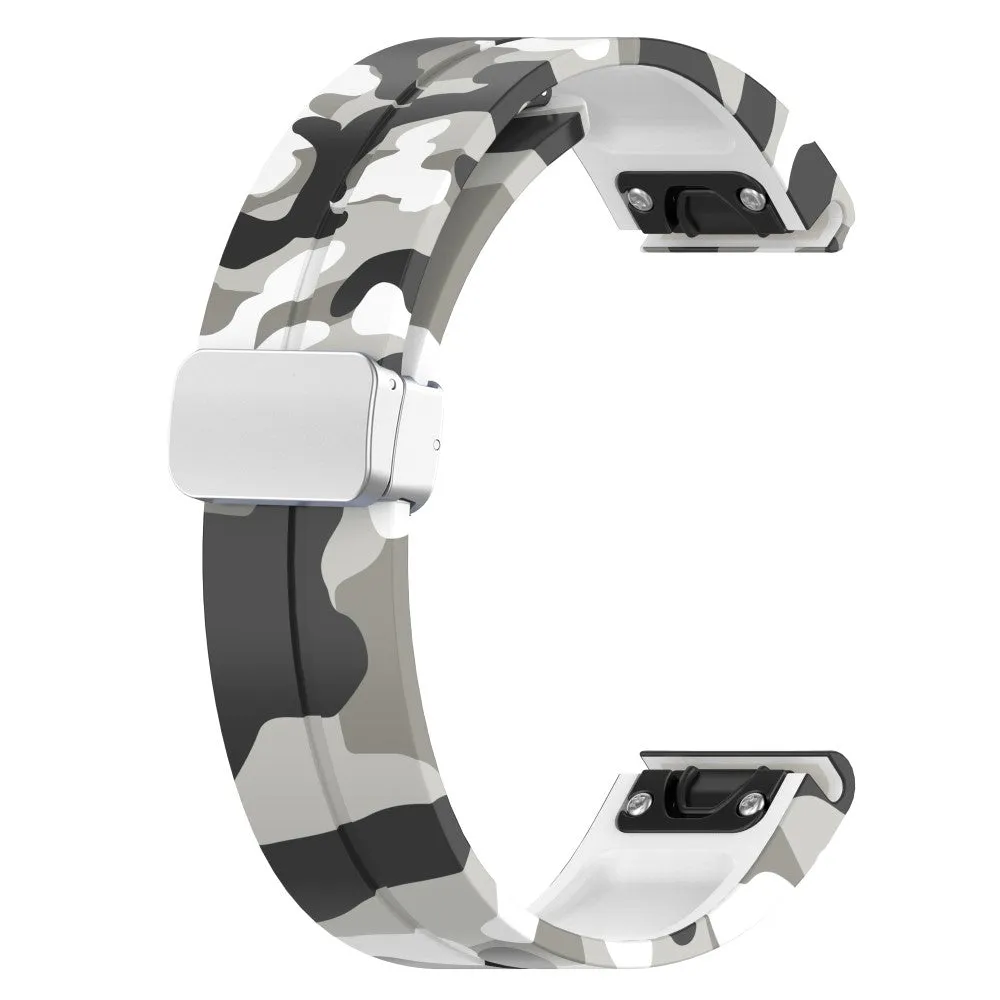 Garmin Fenix 7S Sapphire Silicone Sports Bracelet with Magnetic Clasp - Camouflage / White