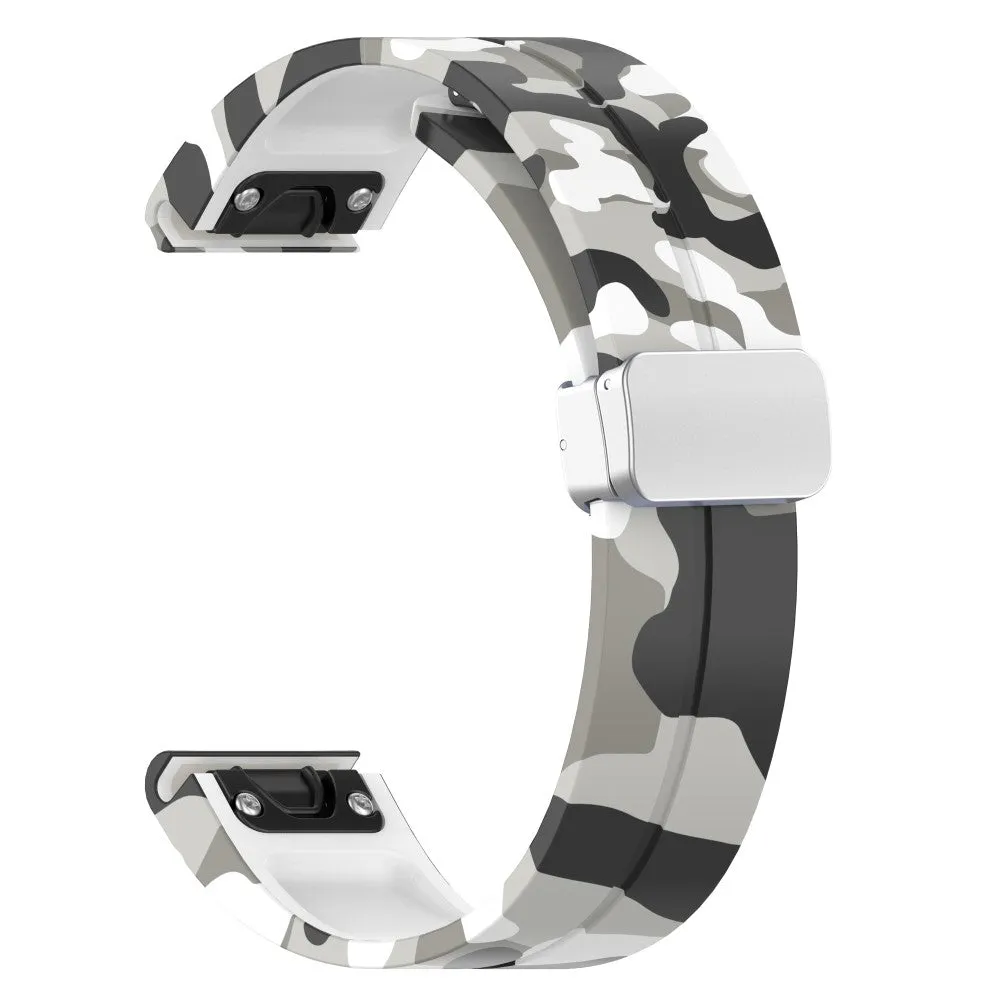 Garmin Fenix 7S Sapphire Silicone Sports Bracelet with Magnetic Clasp - Camouflage / White