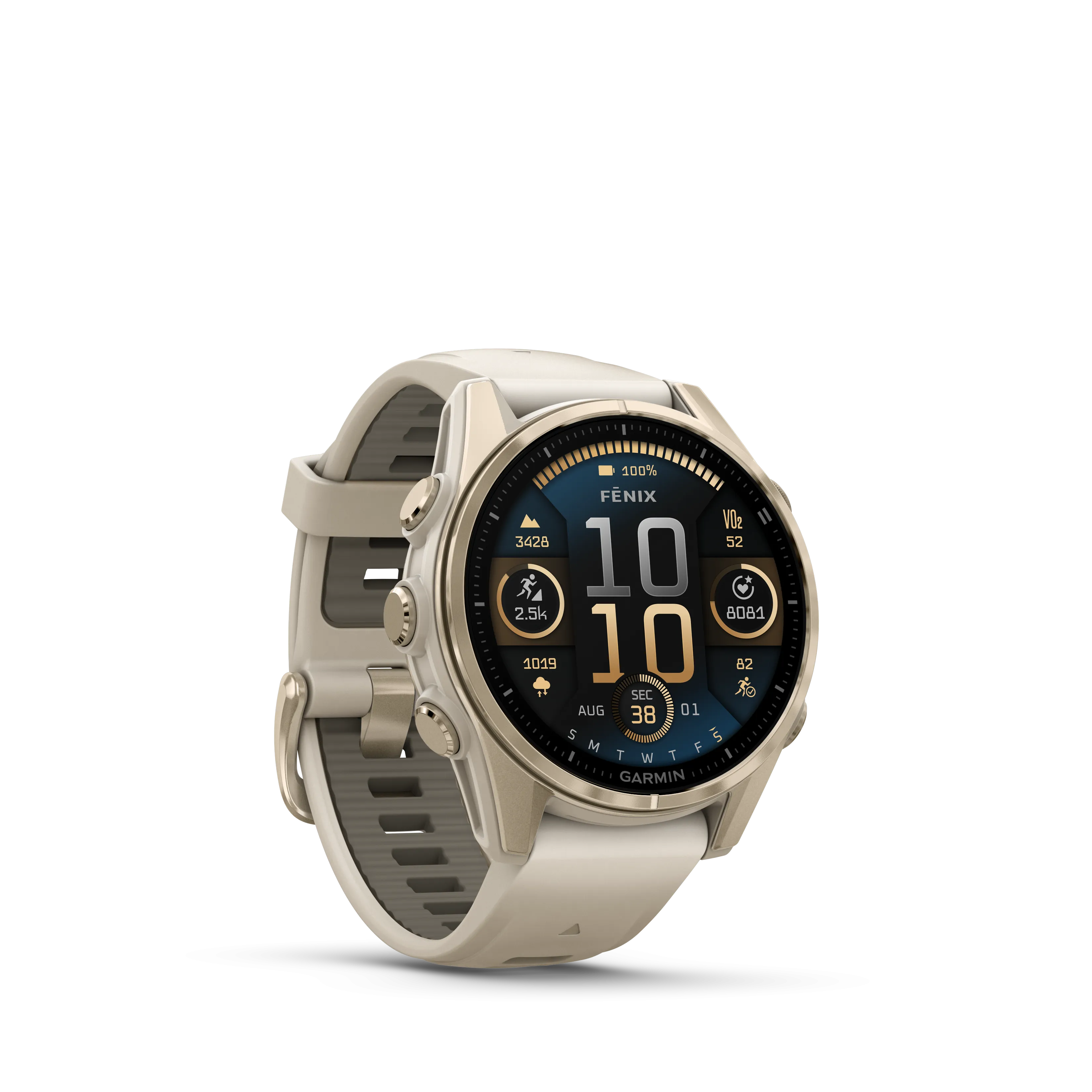 GARMIN fēnix® 8 - 43MM - AMOLED, SAPPHIRE - SOFT GOLD/FOG GRAY