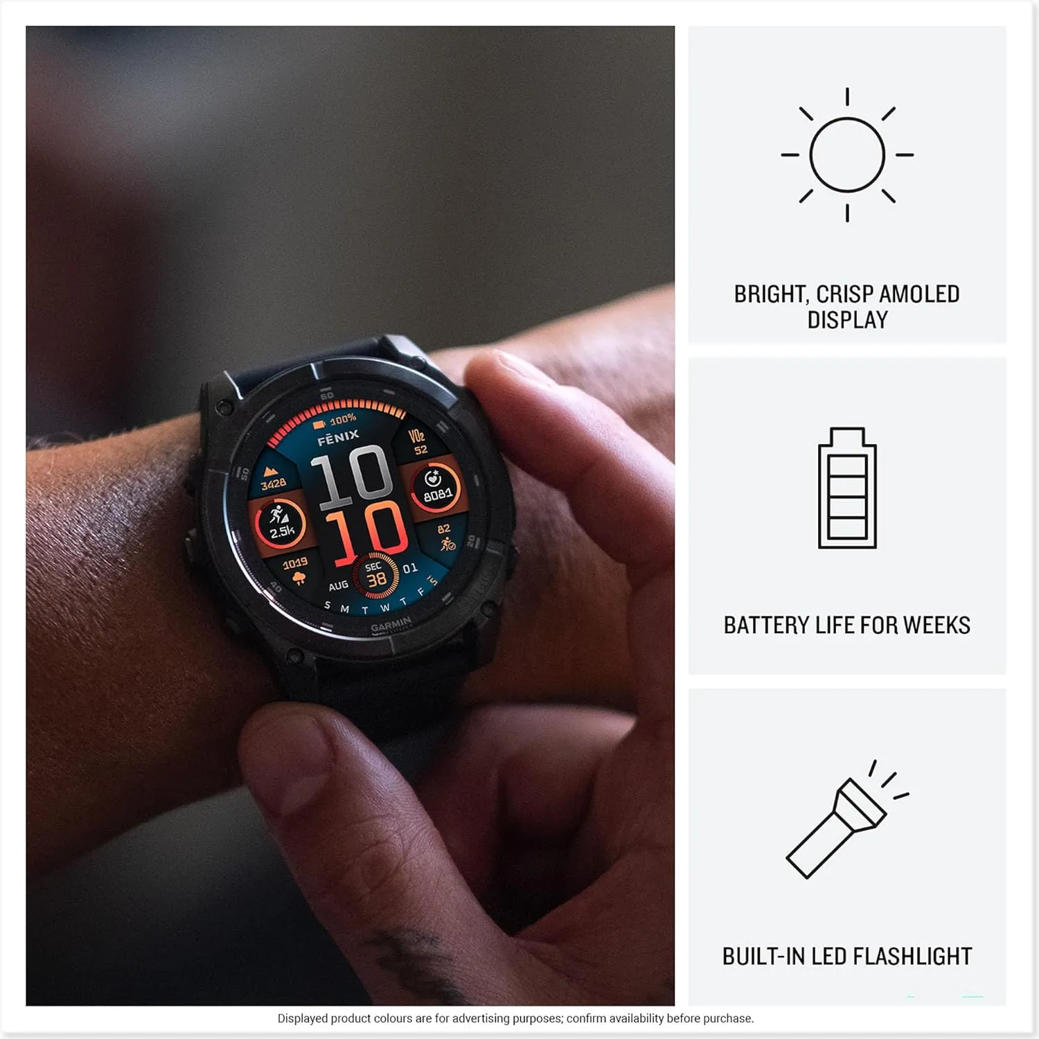 Garmin fēnix 8 Premium Multisport GPS Smartwatch (47mm, AMOLED) - Slate Gray, 16-Day Battery, LED Flashlight