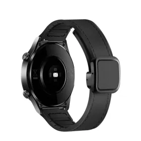 Garmin Forerunner 645 silicone wristband with synthetic leather layer   magnetic clasp - black