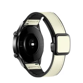 Garmin Venu 2 Plus silicone wristband with synthetic leather layer   magnetic clasp - cream-colored