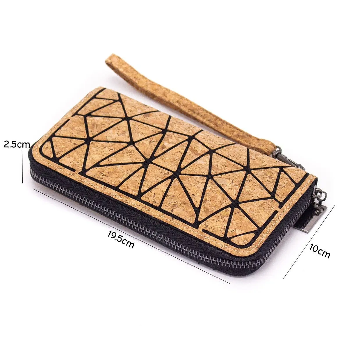 Geometric  all Cork-Over Zipper Wallet BAG-2029-A