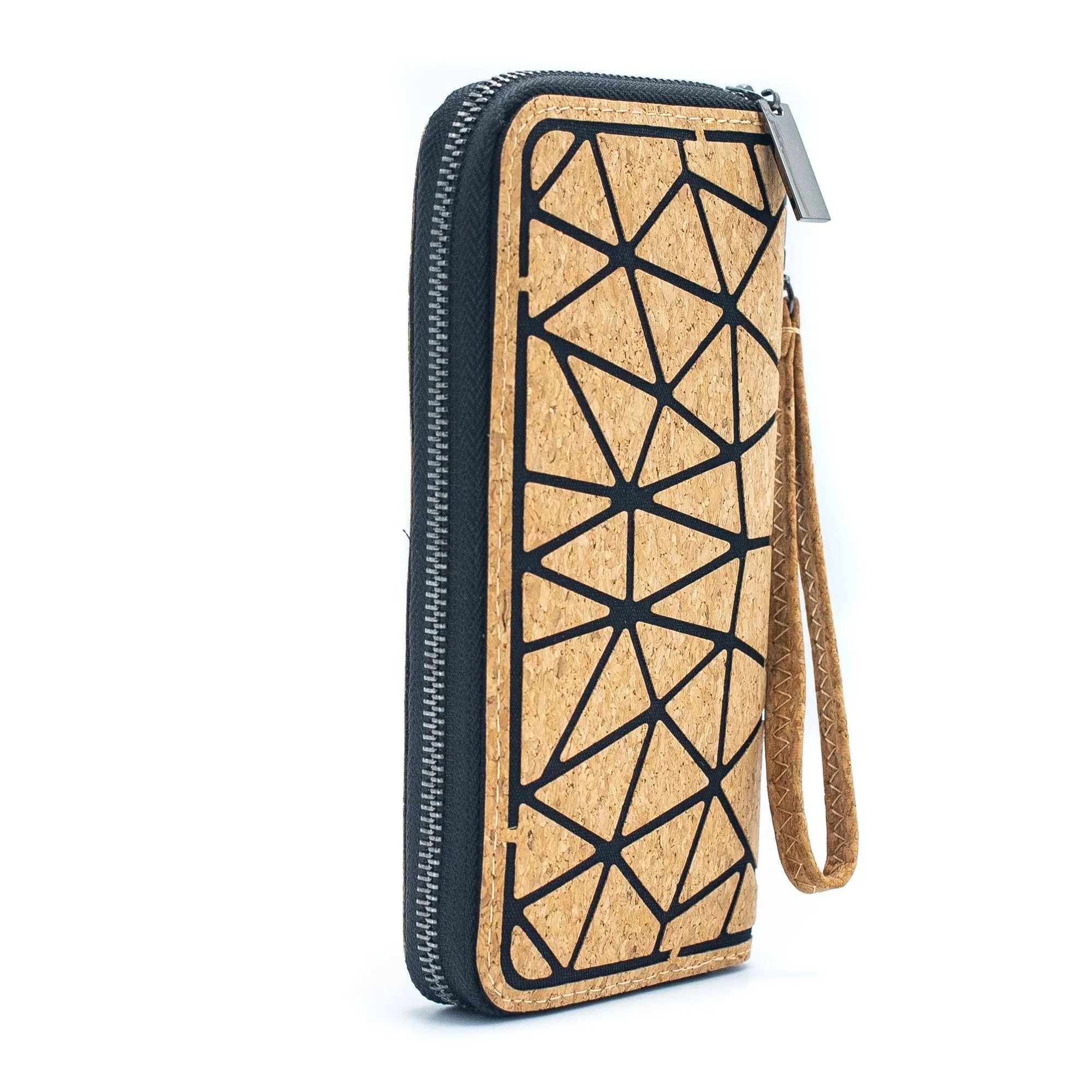 Geometric  all Cork-Over Zipper Wallet BAG-2029-A