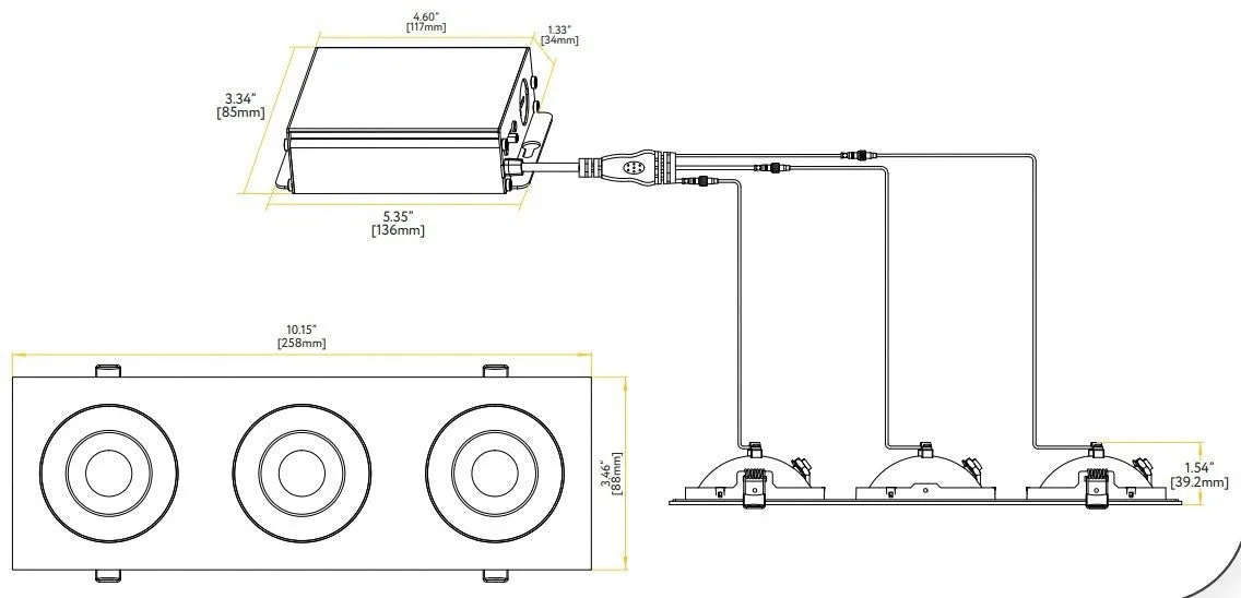 Goodlite Flarion G-00823 3" 23W LED 3 Head Rotating Gimbal Selectable CCT