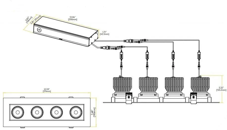 Goodlite Saturn G-99024 4″ 112W 4 Head LED Gimbal Selectable CCT/Wattage