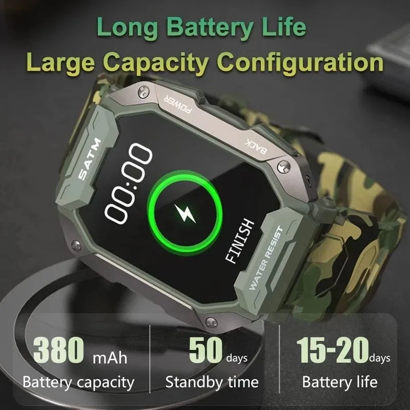 GPS Military Smart Watch Men Bluetooth Full Touch Screen 5ATM