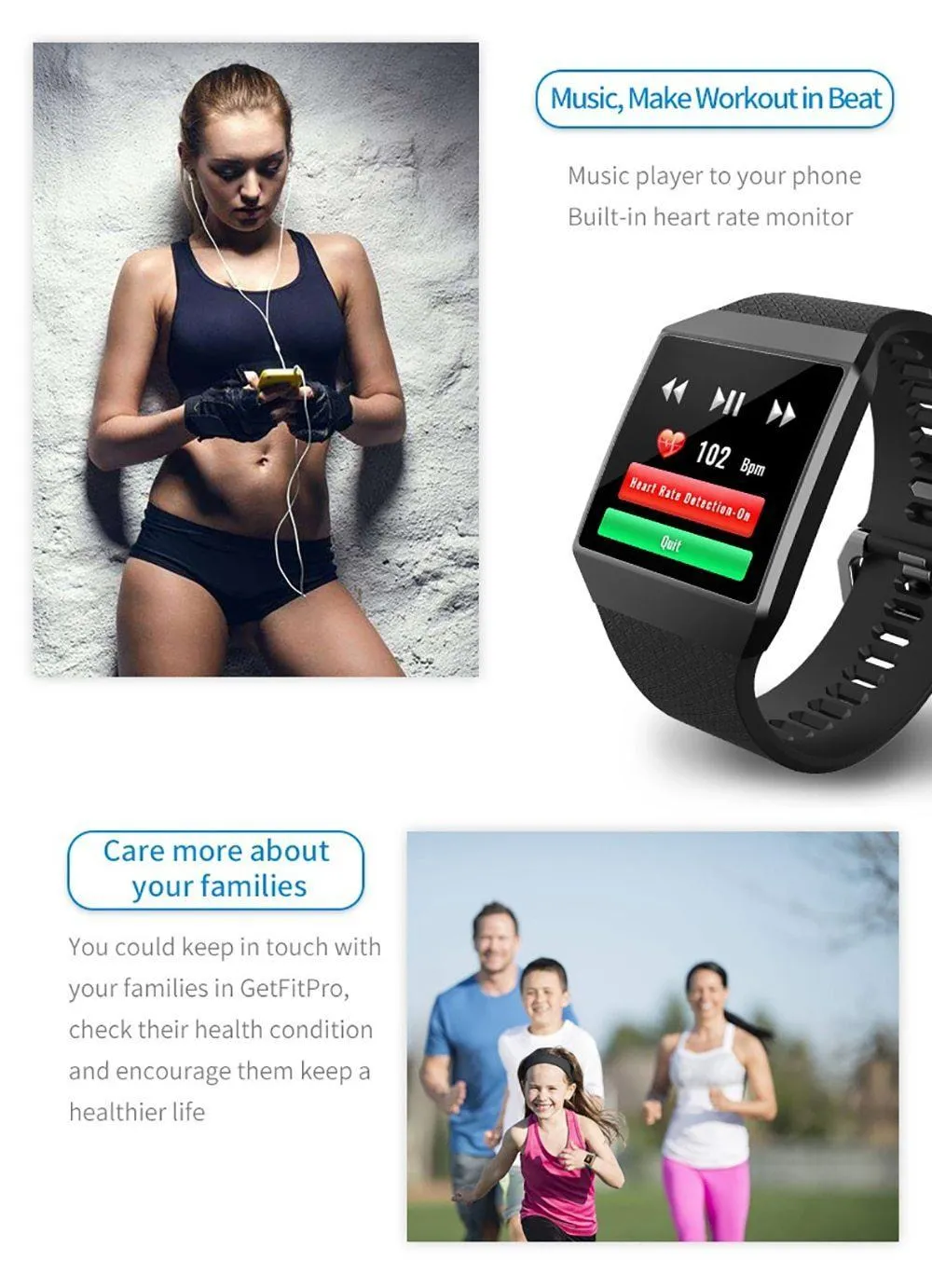 GPS Sport Heart Rate Blood Pressure Oxygen Monitor Smartwatch