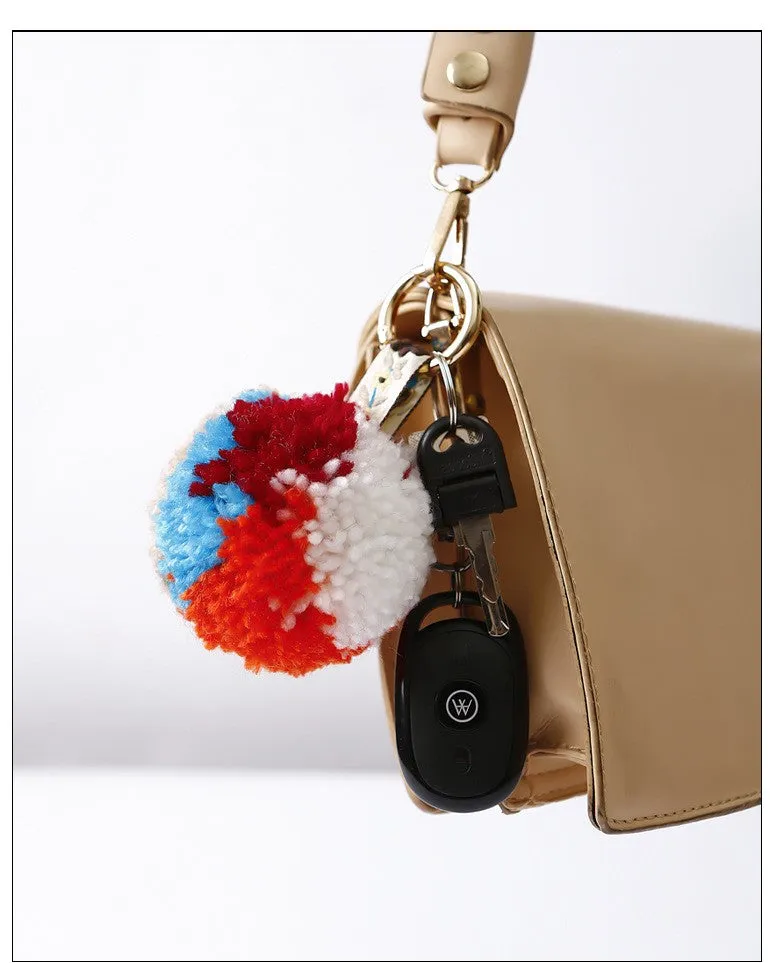 Handmade Bohemian Yarn Ball Key Ring Bag Tassel Keychain