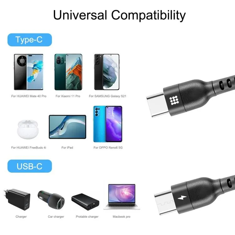 HAWEEL 1m USB-C PD Fast Charging Retractable Coiled Cable - 5A Compatible with Apple, Xiaomi, Huawei, Samsung