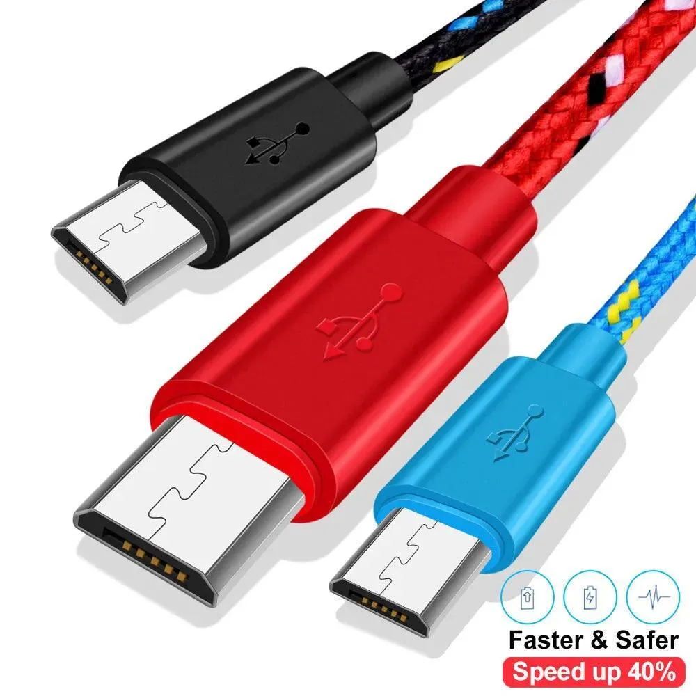 High-Speed Nylon Braided Micro USB Cable: Fast Charge & Sync for Samsung Huawei Xiaomi