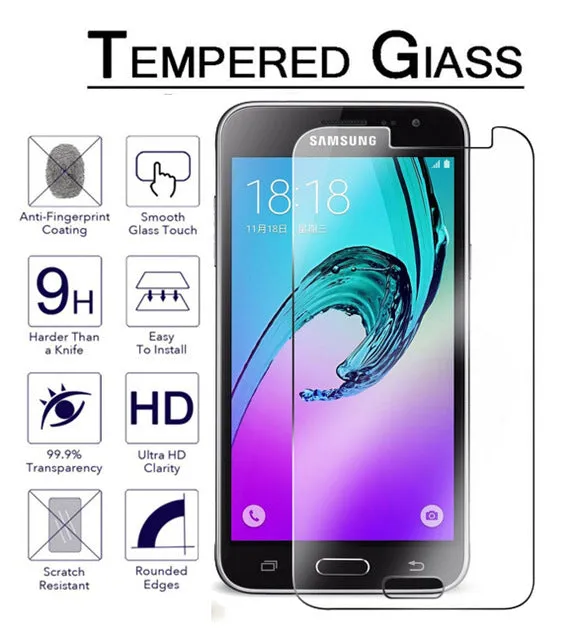 HP01 For Samsung Galaxy J1 J3 J5 J7 2016 Tempered Glass Screen Protector Safety Protective Film on J120F J320F J 1 3 5 7 6 Ace