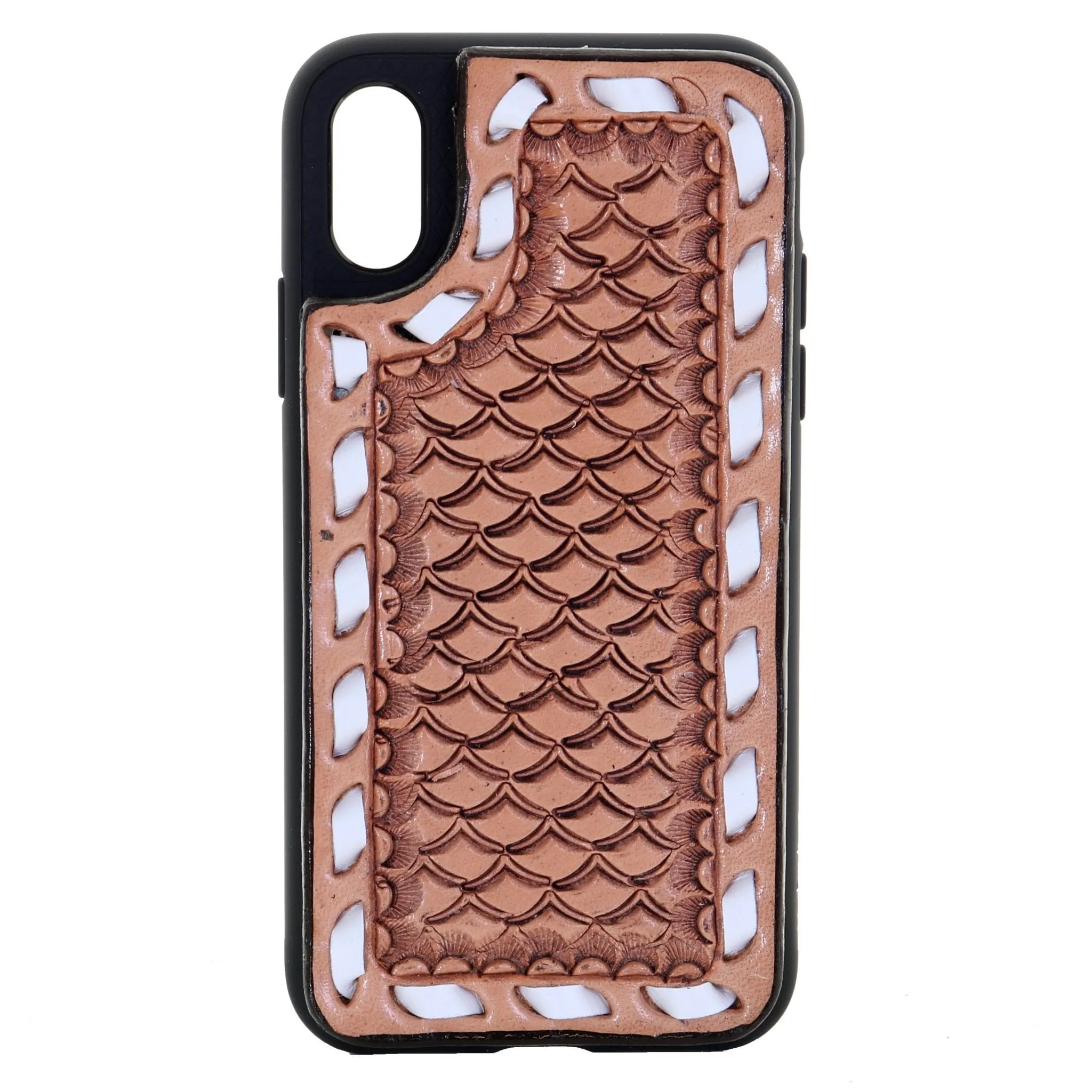 HPC83 - Natural Leather Tooled iPhone Case