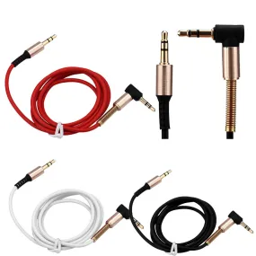 Hridz 3.5  AUX Anti-break high-elastic headphone cable 90 degree elbow spring audio cable