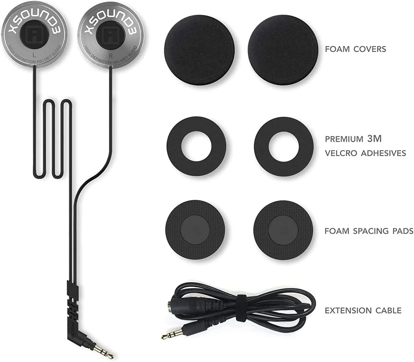 I a S U S Premium Audio Motorcycle Helmet Speakers Work with Most Helmet Comms with Earbud Ports - the Xsound 3 Drop in Helmet Headphones Speaker Kit Includes Accessories for a Quick Install