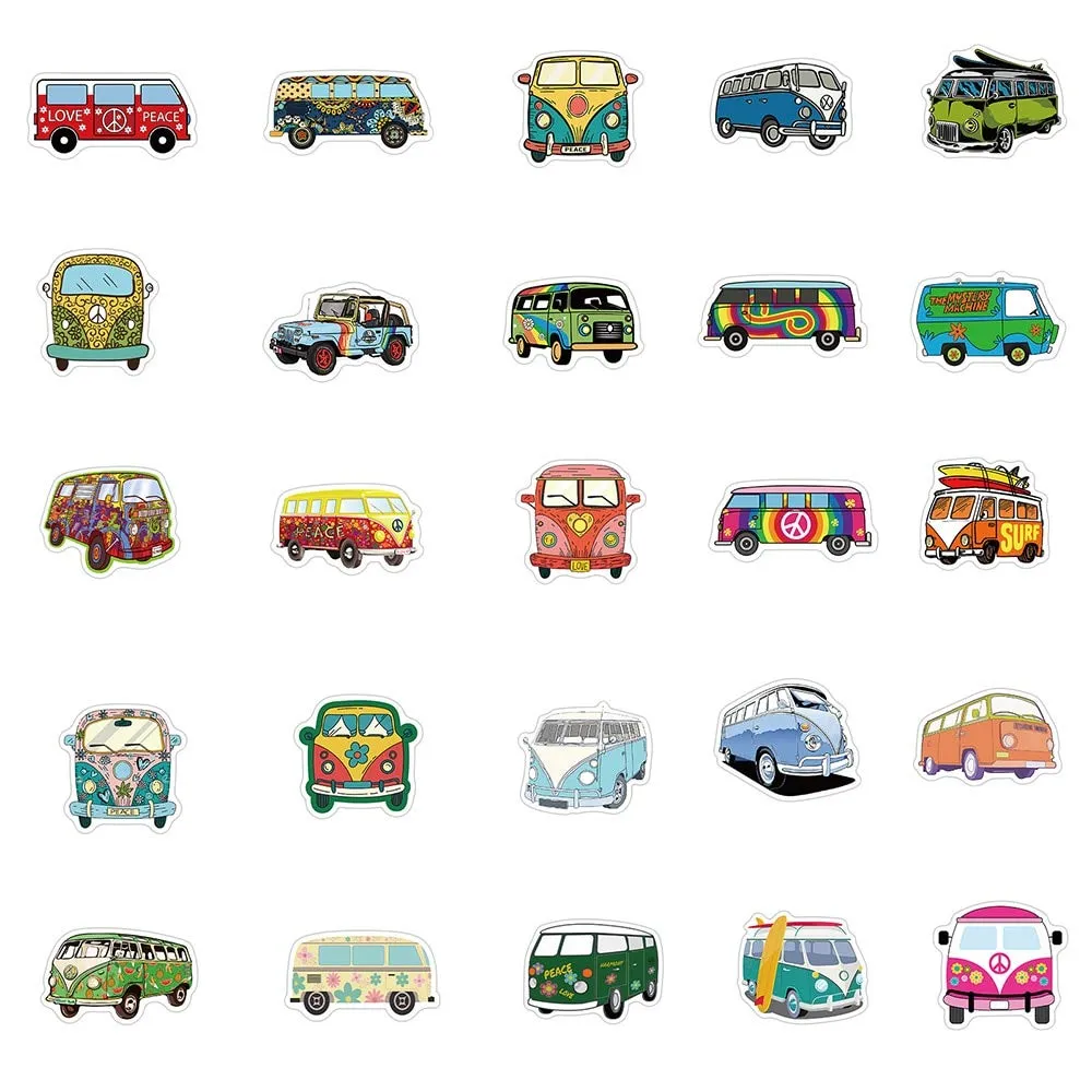 iDream Hip-hop Style Outdoor Travel Bus Graffiti Waterproof Vinyl DIY Sticker for Suitcase Laptop Bicycle Helmet Car (Set of 50)