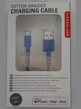 Iphone/Pad/PodCotton Braided Charging Cable-6'