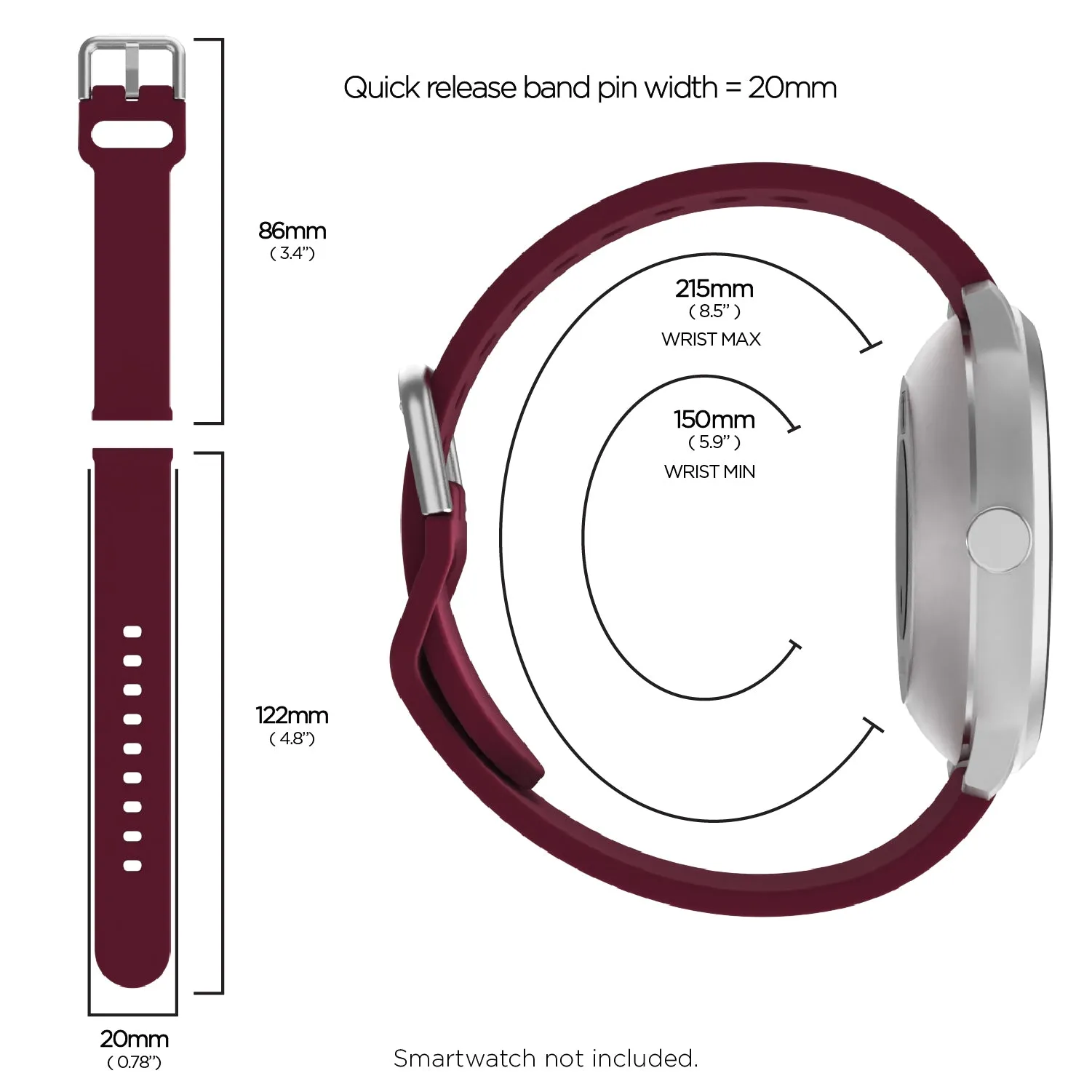 iTouch Air 3 40mm, Sport 3 & Sport Extra Interchangeable Strap: Merlot SIlicone