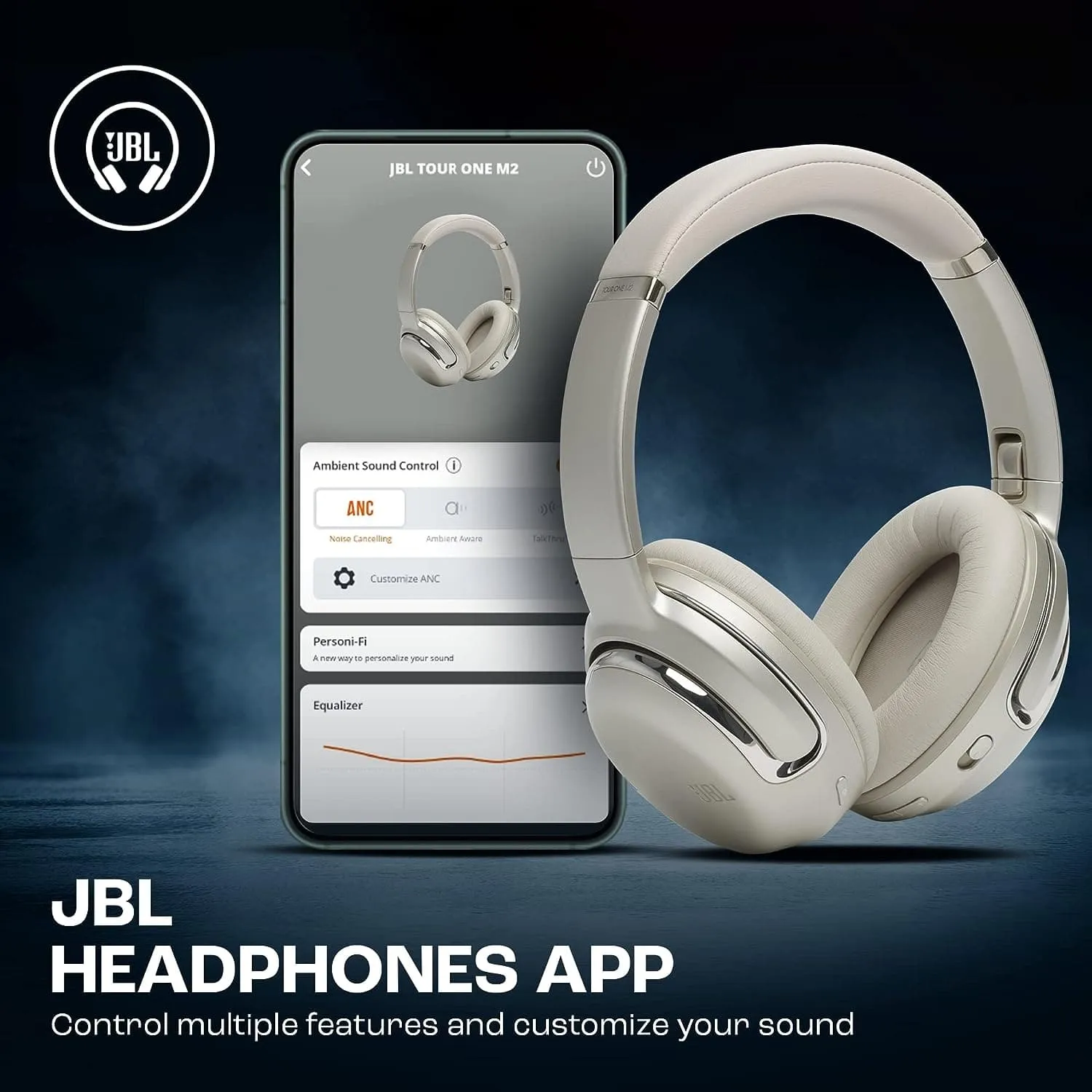 JBL Tour One M2 - On-Ear Wireless Noise-Cancelling Headphones, Champagne