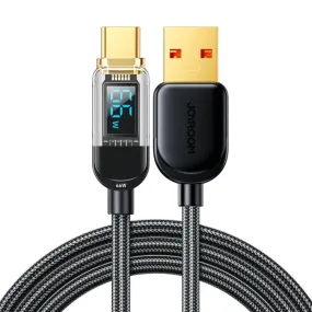 JOYROOM S-AC066A4 66W USB-A to USB-C Fast Charging Data Cable with Smart Digital Display, 1.2m Length