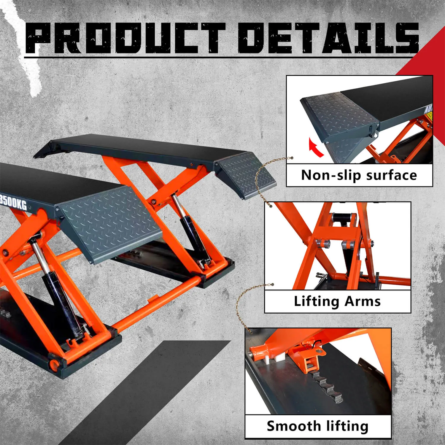 KT-X80 Mid-rise Scissor Lift, Pneumatic Release (Two variations for voltage, 110v and 220v)