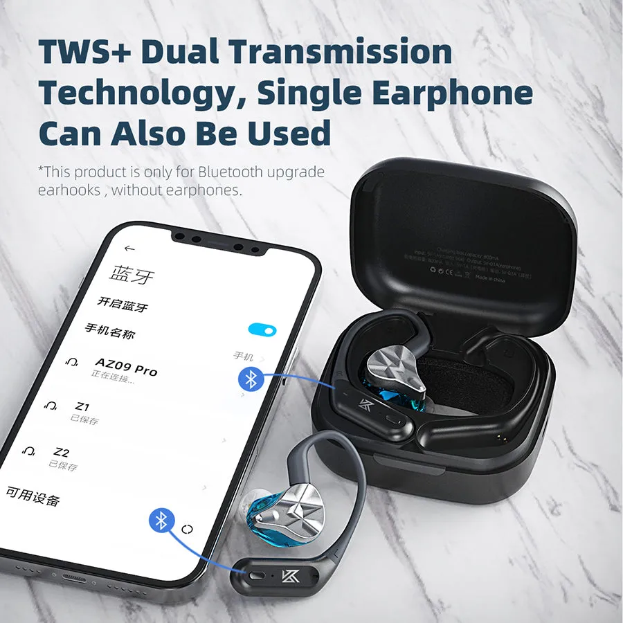 【KZ AZ09 Pro】 Wireless Earhook Earphone Bluetooth-compatible 5.4 Upgrade Cable C PIN Connector With Charging Case Headphone KZ IEM