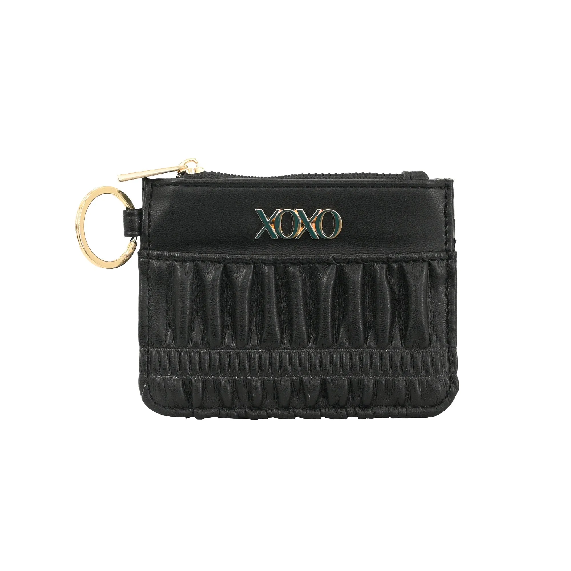 LADIES ZIP AROUND BOXED WALLET SET GOLD/BLACK