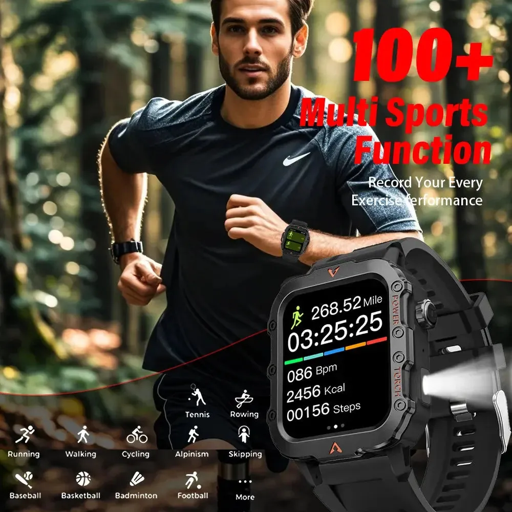 LAXASFIT 2024 New 1.71-inch Bluetooth Voice Call smartwatch Heart Rate Monitor LED Flashlight Outdoor Sports Fitness Smart Watch