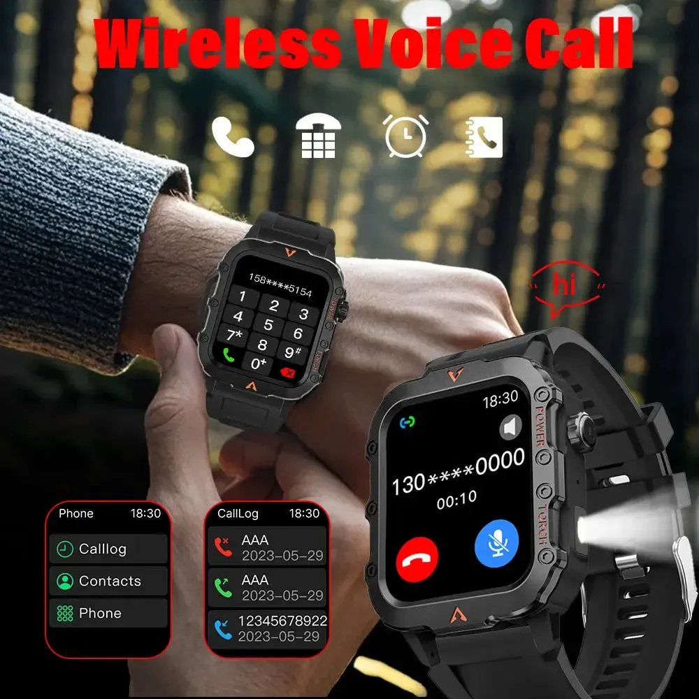 LAXASFIT 2024 New 1.71-inch Bluetooth Voice Call smartwatch Heart Rate Monitor LED Flashlight Outdoor Sports Fitness Smart Watch