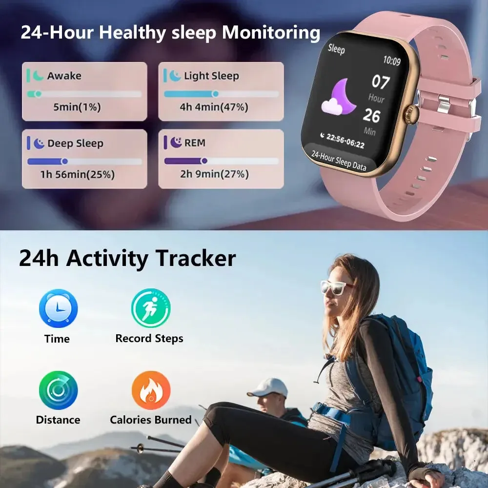 LAXASFIT Smart Watch Bluetooth Talk IP68 Waterproof Women's HD Screen Heart Rate Monitor Sleep Tracker Smart Watch Android iOS