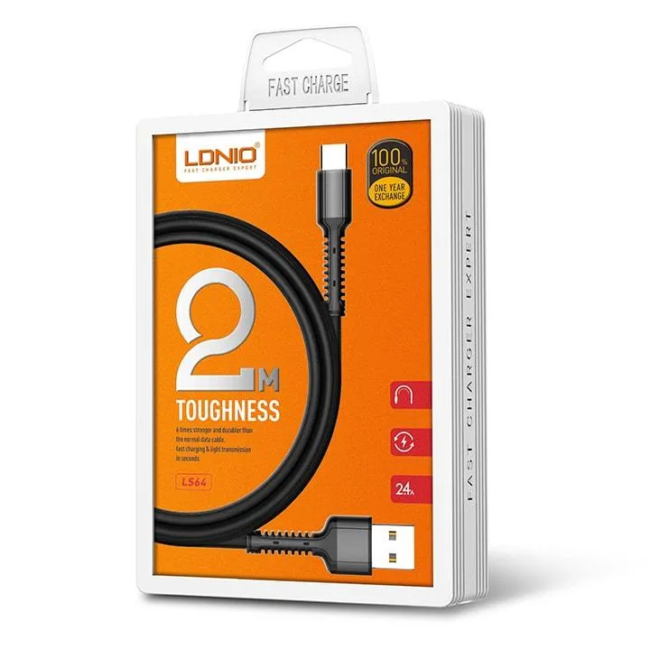 LDNIO Aluminum Alloy Kevlar USB-C to USB-A Cable (2M)