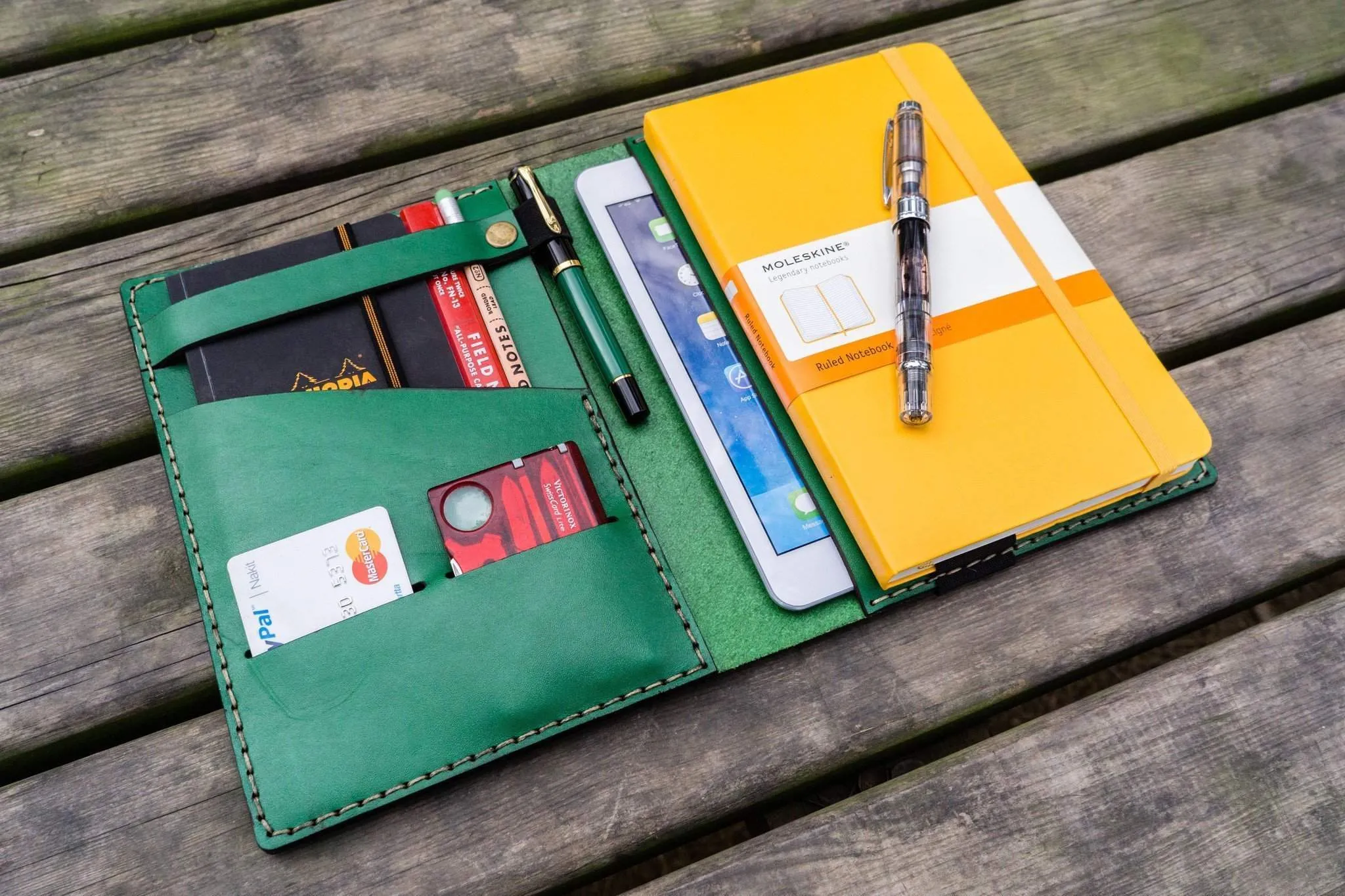 Leather Rhodia A5 Notebook & iPad Mini Cover - Green