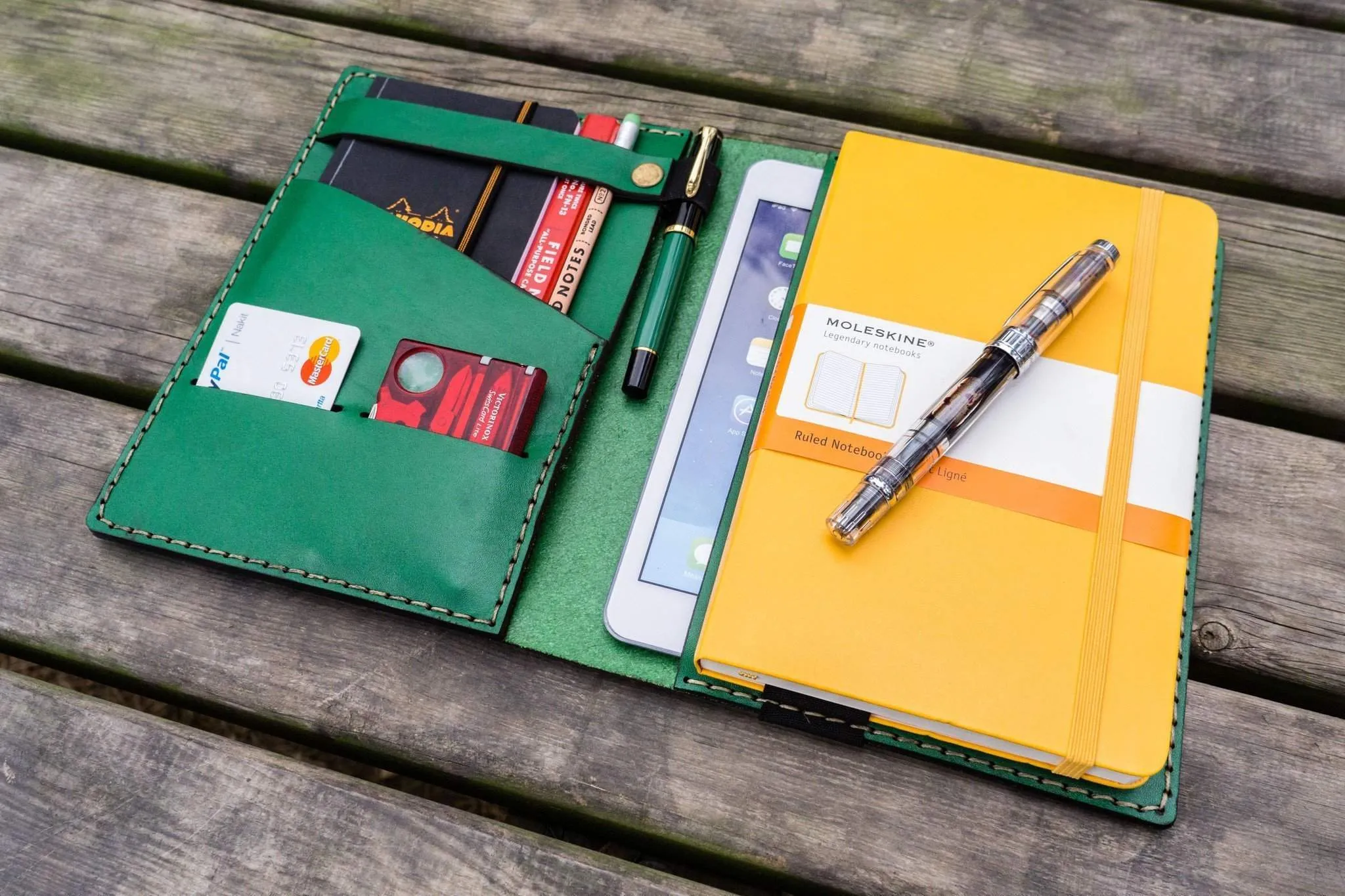 Leather Rhodia A5 Notebook & iPad Mini Cover - Green