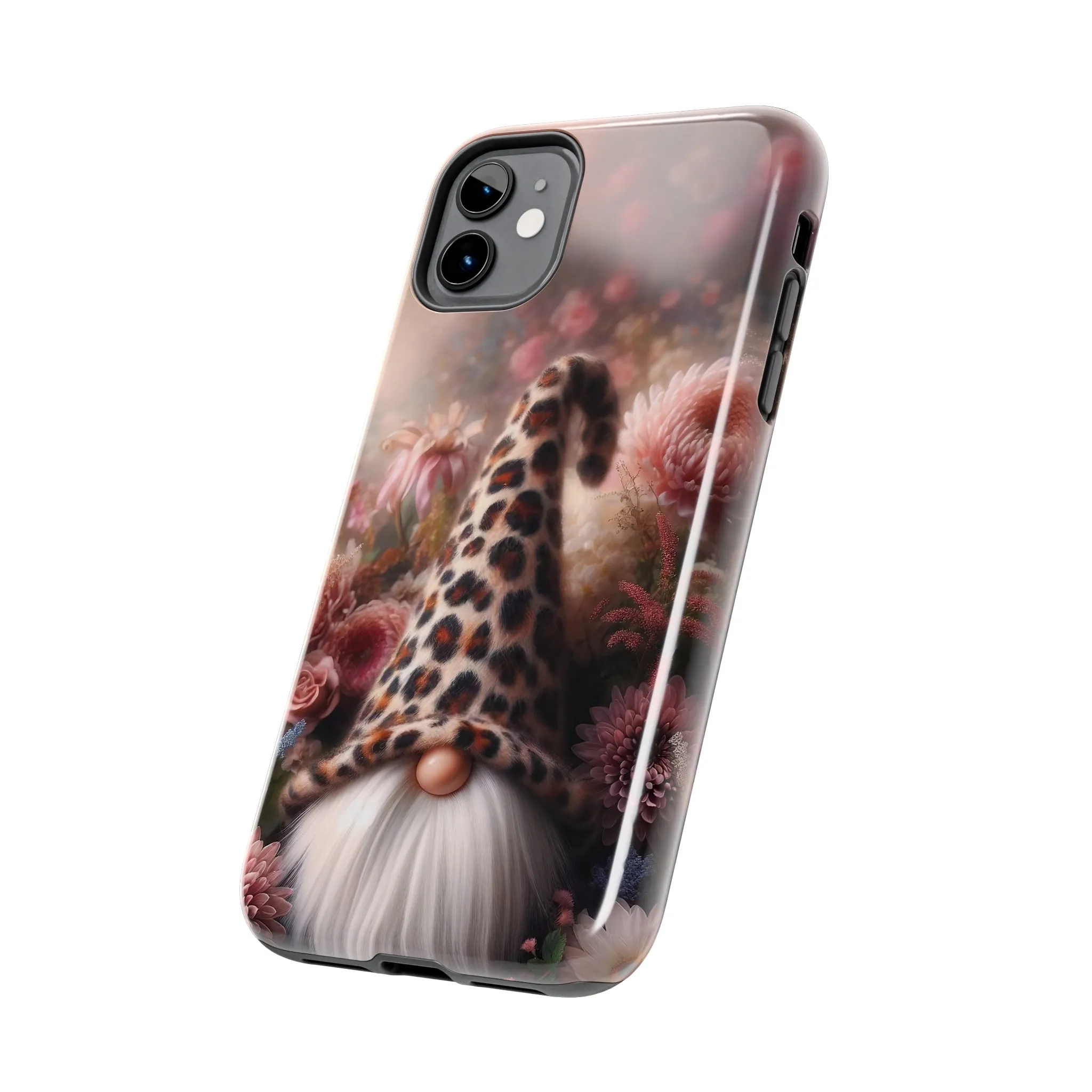 Leopard Print Fantasy Gnome Design Phone Case- Lightweight, Impact Resistant Cover for iPhone 6, 6s, 12, 13, 14, 15